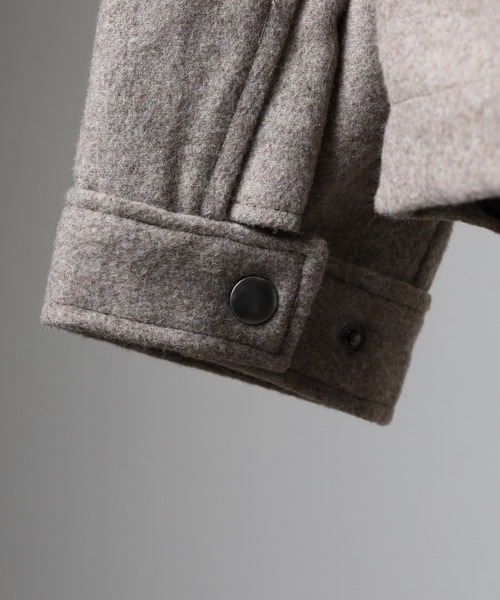 SUGGESTION（サジェッション）の「Classic melton stand jacket / クラシカル メルトン スタンドジャケット unisex（ブルゾン・メンズ・チェック/ブラック/グレイッシュベージュ・L/M）」の17枚目の写真