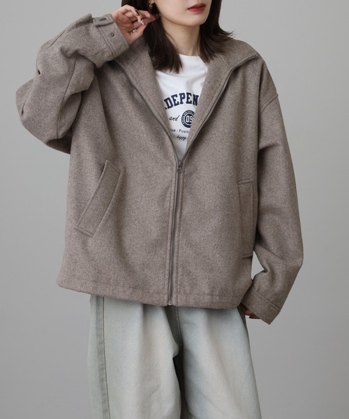 SUGGESTION（サジェッション）の「Classic melton stand jacket / クラシカル メルトン スタンドジャケット unisex（ブルゾン・メンズ・チェック/ブラック/グレイッシュベージュ・L/M）」の6枚目の写真