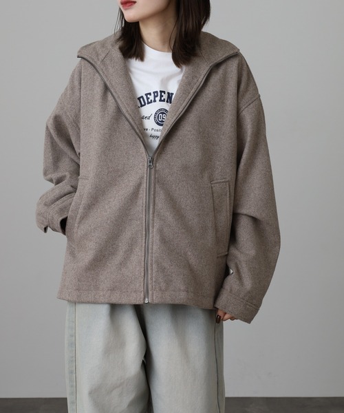 SUGGESTION（サジェッション）の「Classic melton stand jacket / クラシカル メルトン スタンドジャケット unisex（ブルゾン・メンズ・チェック/ブラック/グレイッシュベージュ・L/M）」の5枚目の写真