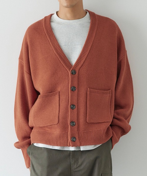 coca（coca）（コカ）の「ミラノリブニットカーディガン（カーディガン/ボレロ・メンズ・マスタード/ブラック/オレンジ/グリーン/ライトブルー/ベージュ・M/L）」の2枚目の写真