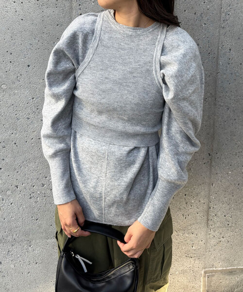 CIAOPANIC（チャオパニック）の「【WEB限定】ワッフルアメスリベスト付きニット（ニット/セーター・レディース・チャコールグレー/アイボリー/グレー/ピンク・ONE SIZE）」の20枚目の写真