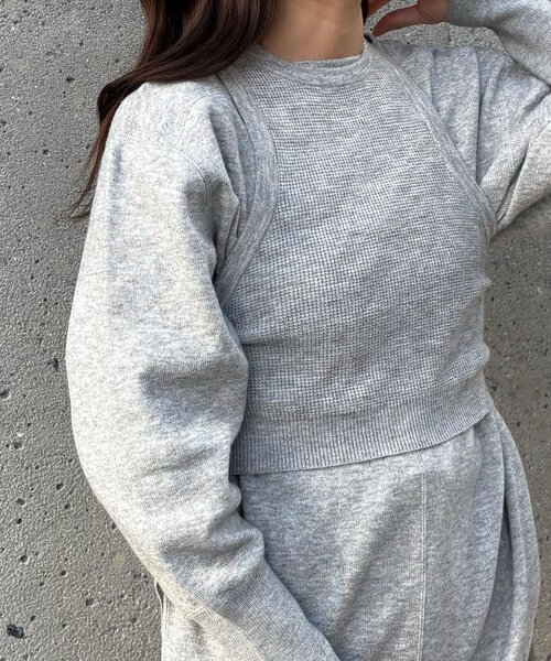 CIAOPANIC（チャオパニック）の「【WEB限定】ワッフルアメスリベスト付きニット（ニット/セーター・レディース・チャコールグレー/アイボリー/グレー/ピンク・ONE SIZE）」の21枚目の写真