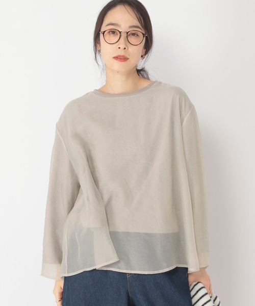 studio CLIP（スタディオクリップ）の「シアー×カットレイヤードプルオーバー（Tシャツ/カットソー・レディース・モカ/ベージュ/ライトグレー・FREE）」の2枚目の写真