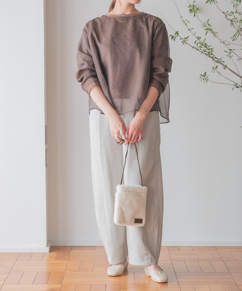 studio CLIP（スタディオクリップ）の「シアー×カットレイヤードプルオーバー（Tシャツ/カットソー・レディース・モカ/ベージュ/ライトグレー・FREE）」の19枚目の写真