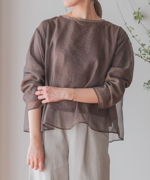 studio CLIP（スタディオクリップ）の「シアー×カットレイヤードプルオーバー（Tシャツ/カットソー・レディース・モカ/ベージュ/ライトグレー・FREE）」の20枚目の写真