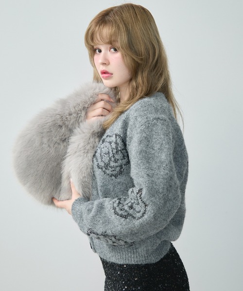 TITTY&CO.（ティティーアンドコー）の「フラワー刺繍モヘアタッチカーディガン（カーディガン/ボレロ・レディース・グレー/アイボリー・FREE）」の14枚目の写真