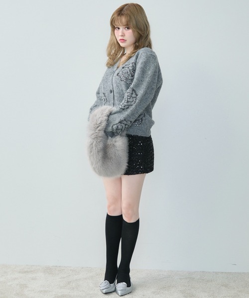 TITTY&CO.（ティティーアンドコー）の「フラワー刺繍モヘアタッチカーディガン（カーディガン/ボレロ・レディース・グレー/アイボリー・FREE）」の16枚目の写真