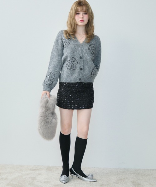 TITTY&CO.（ティティーアンドコー）の「フラワー刺繍モヘアタッチカーディガン（カーディガン/ボレロ・レディース・グレー/アイボリー・FREE）」の18枚目の写真