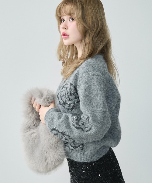 TITTY&CO.（ティティーアンドコー）の「フラワー刺繍モヘアタッチ