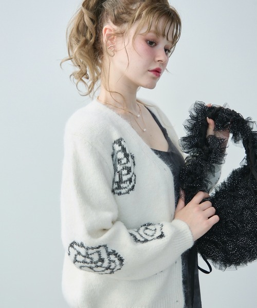 chopova lowena カーディガン ニット 花 モヘア チョポバロウェナ