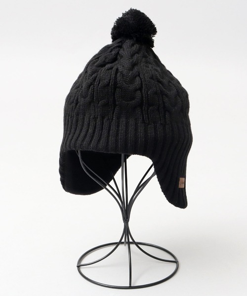 ケーブル編み 耳当て付き ウィンター ニットワッチ（ニット帽