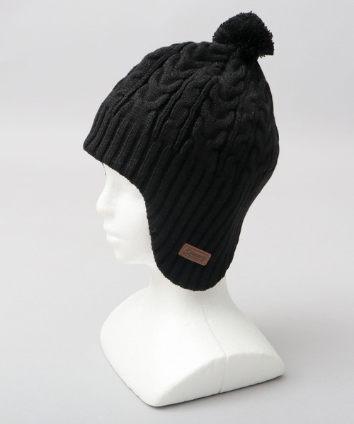 ケーブル編み 耳当て付き ウィンター ニットワッチ（ニット帽