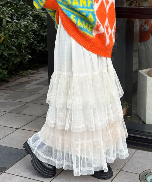HELLO.SANFRANCISCO（ハローサンフランシスコ）の「【HELLO.SANFRANCISCO/ハローサンフランシスコ】カラーブロックチュールティアードスカート（スカート・レディース・ブルー/ホワイト/ピンク・ONE SIZE）」の8枚目の写真