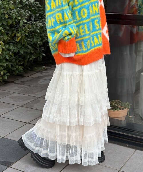 HELLO.SANFRANCISCO（ハローサンフランシスコ）の「【HELLO.SANFRANCISCO/ハローサンフランシスコ】カラーブロックチュールティアードスカート（スカート・レディース・ブルー/ホワイト/ピンク・ONE SIZE）」の7枚目の写真