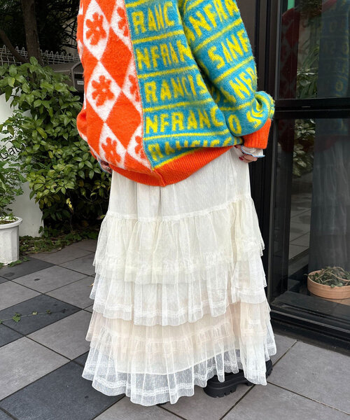 HELLO.SANFRANCISCO（ハローサンフランシスコ）の「【HELLO.SANFRANCISCO/ハローサンフランシスコ】カラーブロックチュールティアードスカート（スカート・レディース・ブルー/ホワイト/ピンク・ONE SIZE）」の6枚目の写真