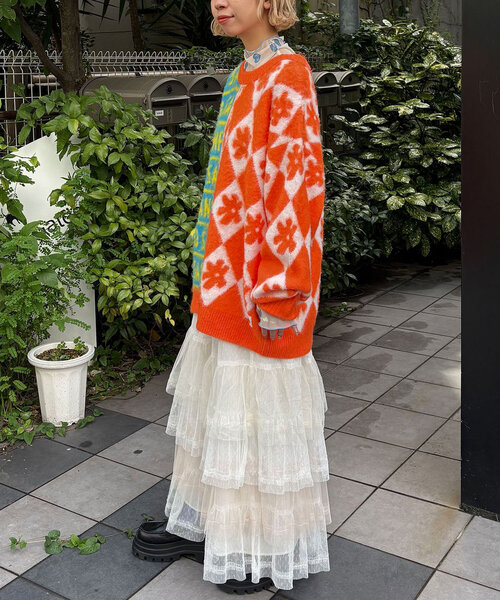 HELLO.SANFRANCISCO（ハローサンフランシスコ）の「【HELLO.SANFRANCISCO/ハローサンフランシスコ】カラーブロックチュールティアードスカート（スカート・レディース・ブルー/ホワイト/ピンク・ONE SIZE）」の4枚目の写真