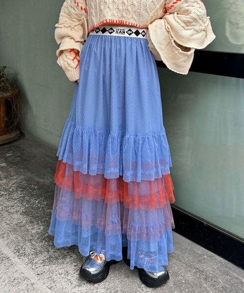 HELLO.SANFRANCISCO（ハローサンフランシスコ）の「【HELLO.SANFRANCISCO/ハローサンフランシスコ】カラーブロックチュールティアードスカート（スカート・レディース・ブルー/ホワイト/ピンク・ONE SIZE）」の17枚目の写真