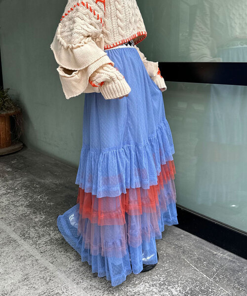 HELLO.SANFRANCISCO（ハローサンフランシスコ）の「【HELLO.SANFRANCISCO/ハローサンフランシスコ】カラーブロックチュールティアードスカート（スカート・レディース・ブルー/ホワイト/ピンク・ONE SIZE）」の16枚目の写真