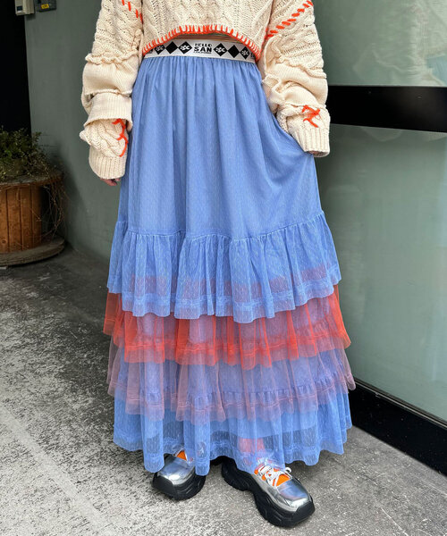 HELLO.SANFRANCISCO（ハローサンフランシスコ）の「【HELLO.SANFRANCISCO/ハローサンフランシスコ】カラーブロックチュールティアードスカート（スカート・レディース・ブルー/ホワイト/ピンク・ONE SIZE）」の15枚目の写真