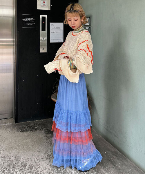 HELLO.SANFRANCISCO（ハローサンフランシスコ）の「【HELLO.SANFRANCISCO/ハローサンフランシスコ】カラーブロックチュールティアードスカート（スカート・レディース・ブルー/ホワイト/ピンク・ONE SIZE）」の13枚目の写真