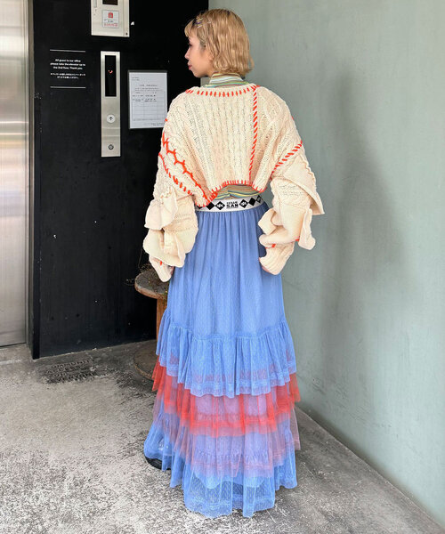 HELLO.SANFRANCISCO（ハローサンフランシスコ）の「【HELLO.SANFRANCISCO/ハローサンフランシスコ】カラーブロックチュールティアードスカート（スカート・レディース・ブルー/ホワイト/ピンク・ONE SIZE）」の12枚目の写真