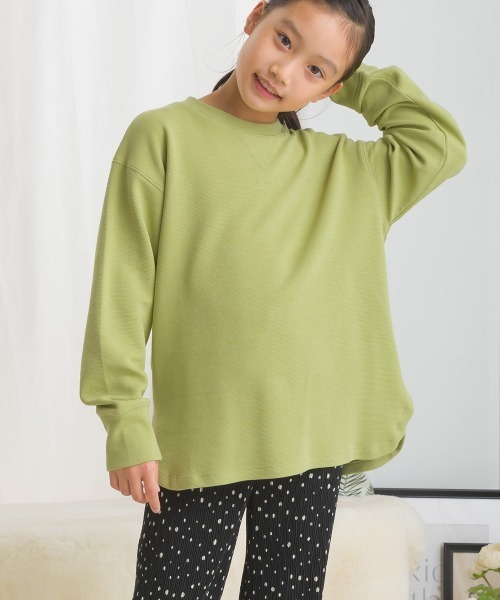 OMNES(オムネス)の「キッズリップルダブルフェイス長袖Tシャツ(Tシャツ/カットソー・キッズ・ライトカーキ/グレー/ブルー/ブラック/ピンク/ホワイト・120/110/100/140/130)」の5枚目の写真