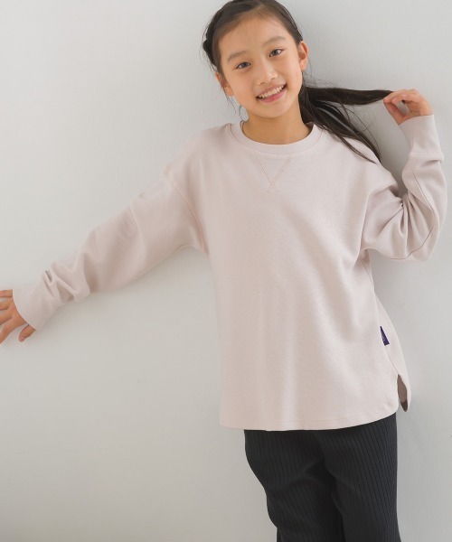 OMNES(オムネス)の「キッズリップルダブルフェイス長袖Tシャツ(Tシャツ/カットソー・キッズ・ライトカーキ/グレー/ブルー/ブラック/ピンク/ホワイト・120/110/100/140/130)」の2枚目の写真