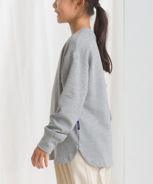OMNES(オムネス)の「キッズリップルダブルフェイス長袖Tシャツ(Tシャツ/カットソー・キッズ・ライトカーキ/グレー/ブルー/ブラック/ピンク/ホワイト・120/110/100/140/130)」の12枚目の写真