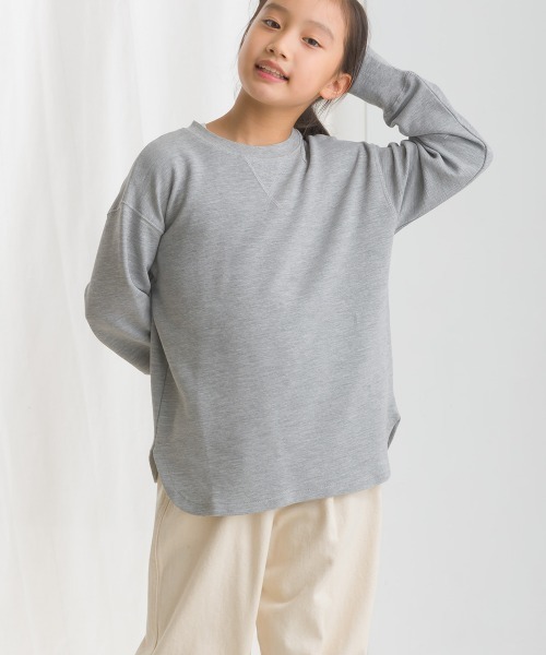 OMNES(オムネス)の「キッズリップルダブルフェイス長袖Tシャツ(Tシャツ/カットソー・キッズ・ライトカーキ/グレー/ブルー/ブラック/ピンク/ホワイト・120/110/100/140/130)」の14枚目の写真