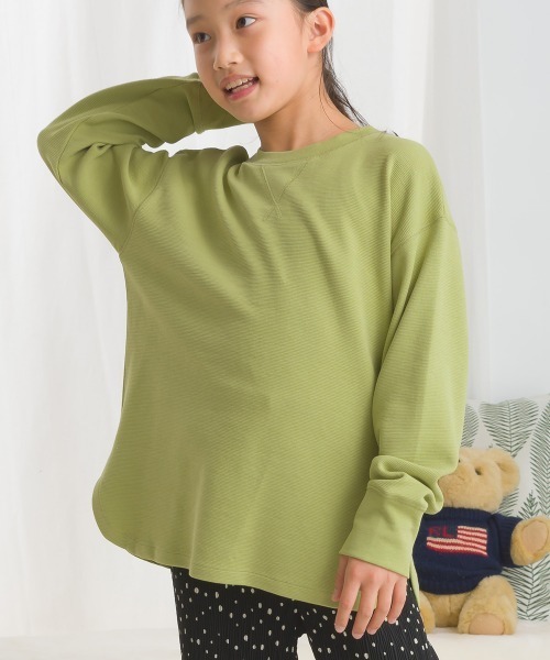 OMNES(オムネス)の「キッズリップルダブルフェイス長袖Tシャツ(Tシャツ/カットソー・キッズ・ライトカーキ/グレー/ブルー/ブラック/ピンク/ホワイト・120/110/100/140/130)」の8枚目の写真