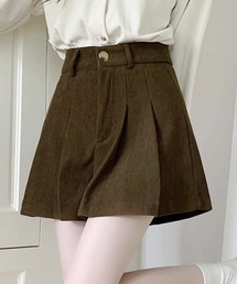 タックプリーツ コーディロイ ショートパンツ