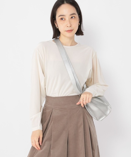 studio CLIP（スタディオクリップ）の「シアーベロアリラックスダブルフロントプルオーバー（Tシャツ/カットソー・レディース・ライトグレー/ライトブルー/オフホワイト・FREE）」の2枚目の写真