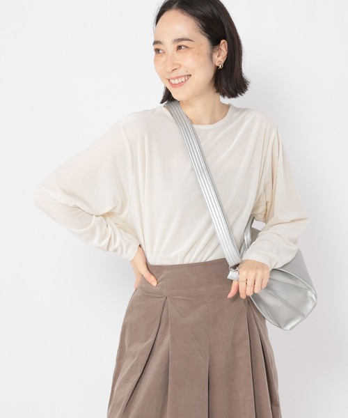 studio CLIP（スタディオクリップ）の「シアーベロアリラックスダブルフロントプルオーバー（Tシャツ/カットソー・レディース・ライトグレー/ライトブルー/オフホワイト・FREE）」の7枚目の写真