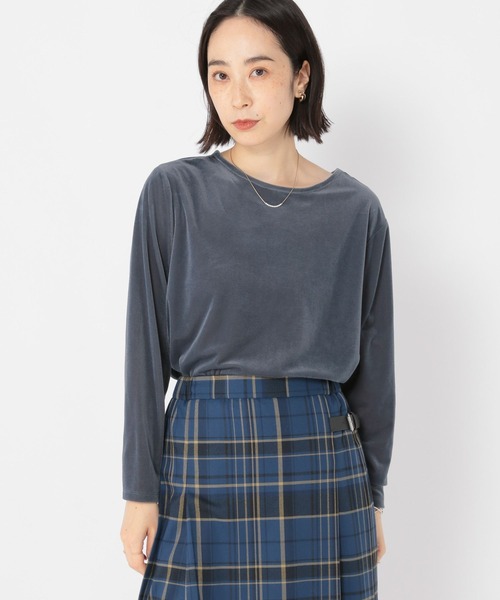 studio CLIP（スタディオクリップ）の「シアーベロアリラックスダブルフロントプルオーバー（Tシャツ/カットソー・レディース・ライトグレー/ライトブルー/オフホワイト・FREE）」の9枚目の写真