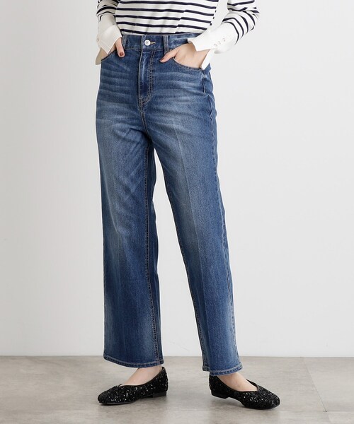 grove（グローブ）の「センタープレス入りソフトフレアーデニムパンツ（デニムパンツ・レディース・ネイビー/ブルー系その他/ブルー・03/02/01/04/05）」の5枚目の写真