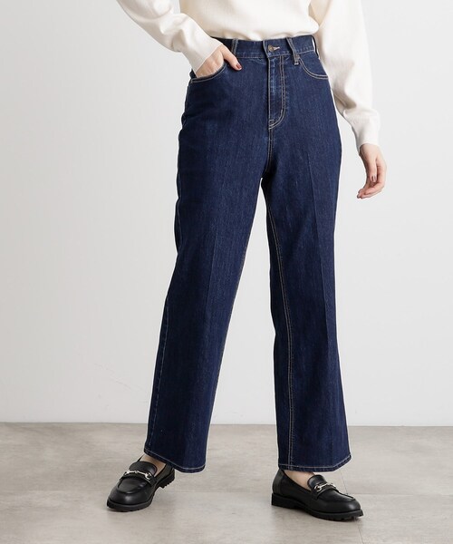 grove（グローブ）の「センタープレス入りソフトフレアーデニムパンツ（デニムパンツ・レディース・ネイビー/ブルー系その他/ブルー・03/02/01/04/05）」の9枚目の写真