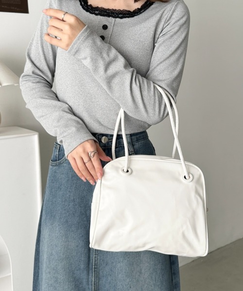 CLEA（クレア）の「ロングハンドルボストンバッグ（ボストンバッグ・レディース・ブラウン/ブラック/アイボリー・FREE）」の7枚目の写真