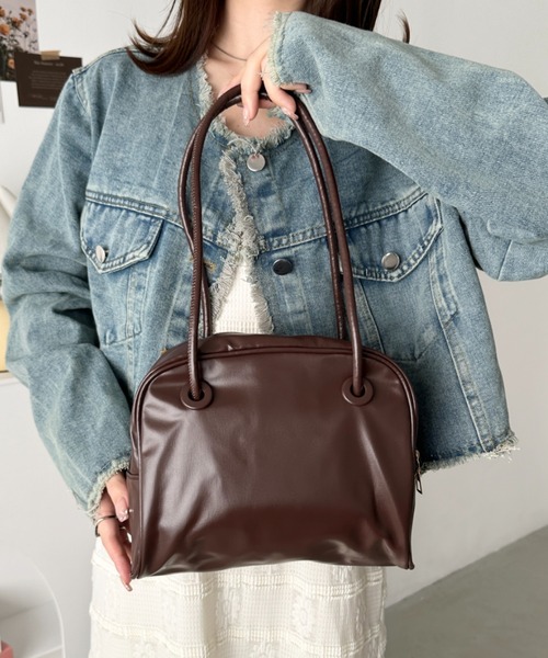 CLEA（クレア）の「ロングハンドルボストンバッグ（ボストンバッグ・レディース・ブラウン/ブラック/アイボリー・FREE）」の16枚目の写真