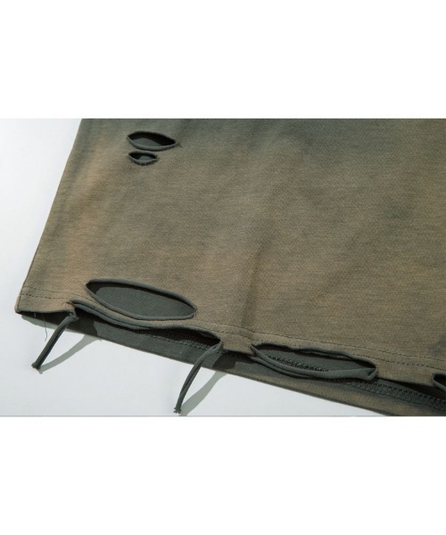 Ressaca（レサーカ）の「オーバーサイズダメージ加工ロゴプリントロンT（Tシャツ/カットソー・メンズ・グレー/ブラック・XL/L/M/S）」の9枚目の写真