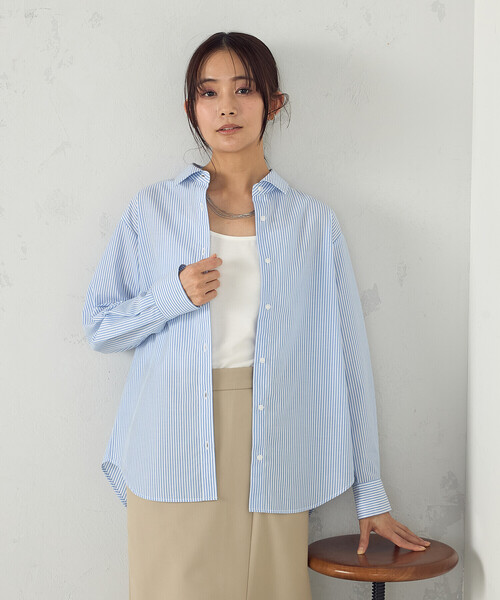 COMME CA ISM(コムサイズム)の「ストライプシャツ(シャツ/ブラウス・レディース・ブラック/サックスブルー・LARGE/MEDIUM)」の2枚目の写真