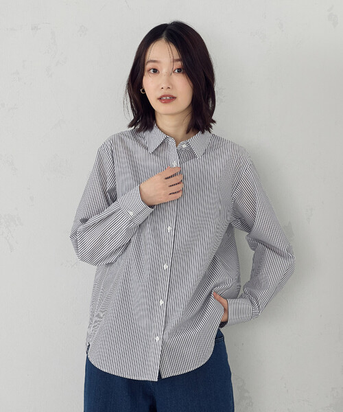 COMME CA ISM(コムサイズム)の「ストライプシャツ(シャツ/ブラウス・レディース・ブラック/サックスブルー・LARGE/MEDIUM)」の3枚目の写真