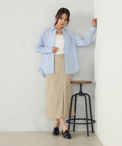 COMME CA ISM(コムサイズム)の「ストライプシャツ(シャツ/ブラウス・レディース・ブラック/サックスブルー・LARGE/MEDIUM)」の4枚目の写真
