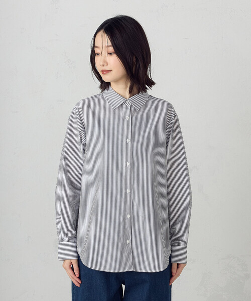 COMME CA ISM(コムサイズム)の「ストライプシャツ(シャツ/ブラウス・レディース・ブラック/サックスブルー・LARGE/MEDIUM)」の6枚目の写真