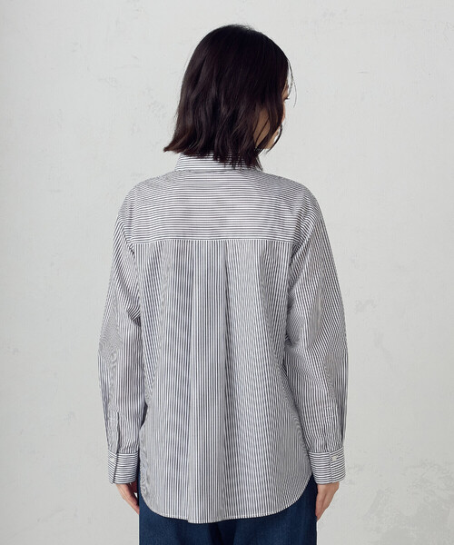 COMME CA ISM(コムサイズム)の「ストライプシャツ(シャツ/ブラウス・レディース・ブラック/サックスブルー・LARGE/MEDIUM)」の8枚目の写真