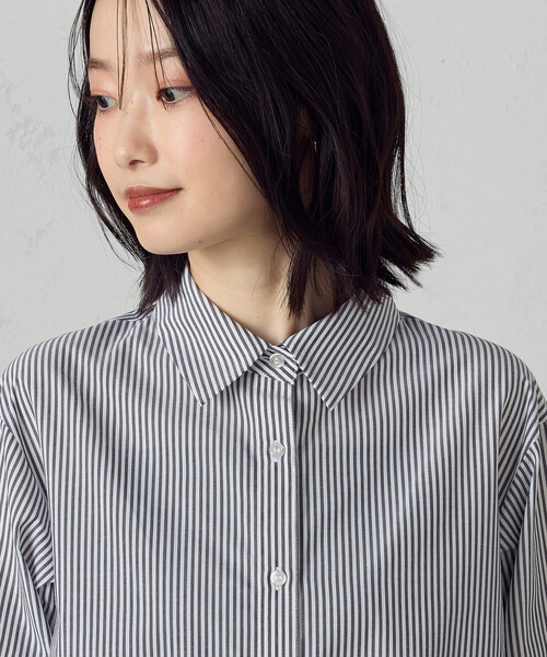 COMME CA ISM(コムサイズム)の「ストライプシャツ(シャツ/ブラウス・レディース・ブラック/サックスブルー・LARGE/MEDIUM)」の9枚目の写真