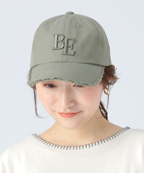 BEAMS HEART(ビームスハート)の「ロゴ刺繍 フリンジキャップ(キャップ・レディース・ベージュ/ネイビー/ホワイト系その他5/オリーブ/チャコールグレー・FREE)」の4枚目の写真