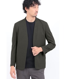 メンズのノーカラージャケット（グレー/灰色系）ファッション