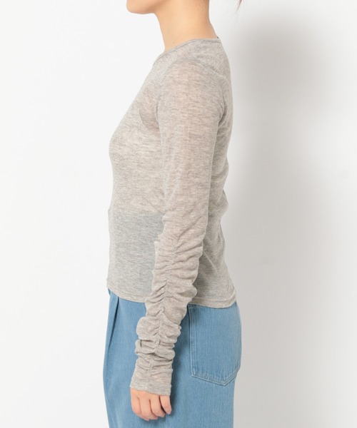 mysty woman（ミスティウーマン）の「袖シャーリングプルオーバー  315112（Tシャツ/カットソー・レディース・杢グレー/アイボリー/ピンク/ブラック・FREE）」の14枚目の写真