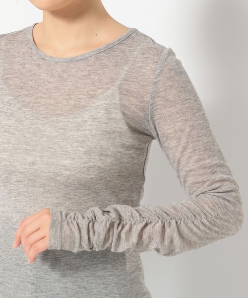 mysty woman（ミスティウーマン）の「袖シャーリングプルオーバー  315112（Tシャツ/カットソー・レディース・杢グレー/アイボリー/ピンク/ブラック・FREE）」の18枚目の写真