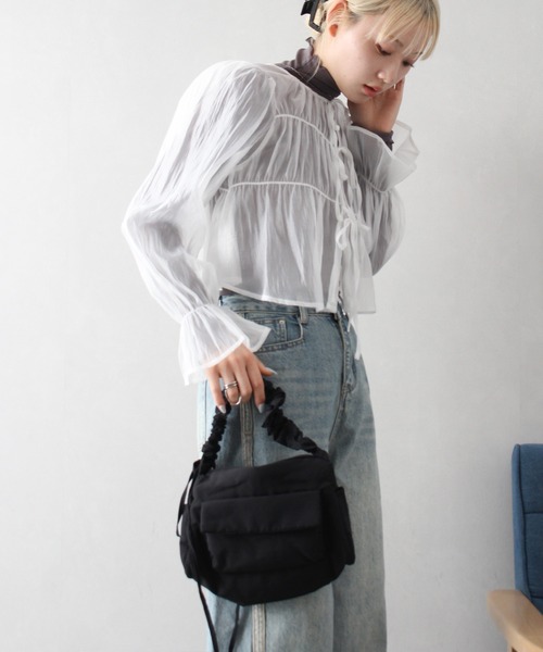 SpRay（スプレイ）の「シャーリングショルダーバッグ（ショルダーバッグ・レディース・ブラック/アイボリー・FREE）」の22枚目の写真